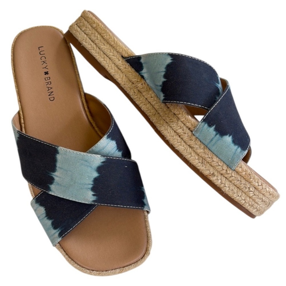 EUC Lucky Brand Gayte Sandals Blue Tie-Dye Size 9 - Picture 1 of 8